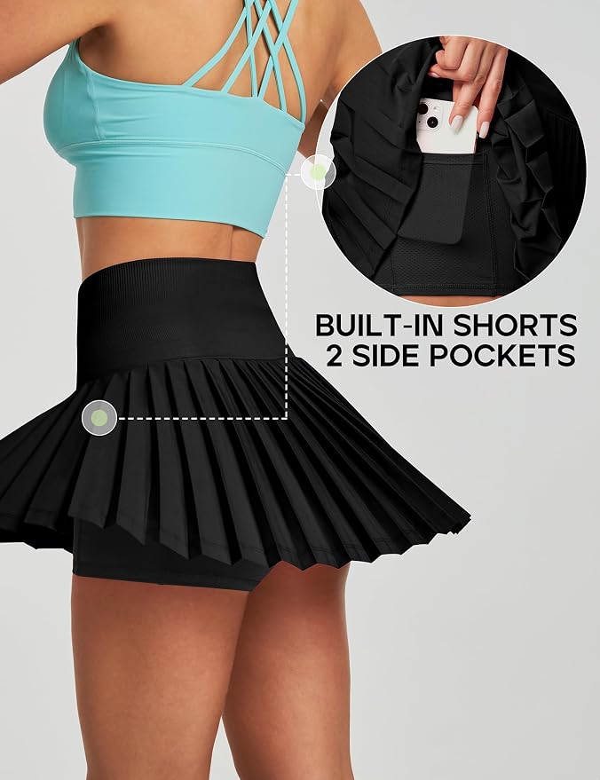 Pleated Tennis Skirt with Pockets for Women Tennis Skort for Woman High Waisted Golf Skirts Athletic Skirt