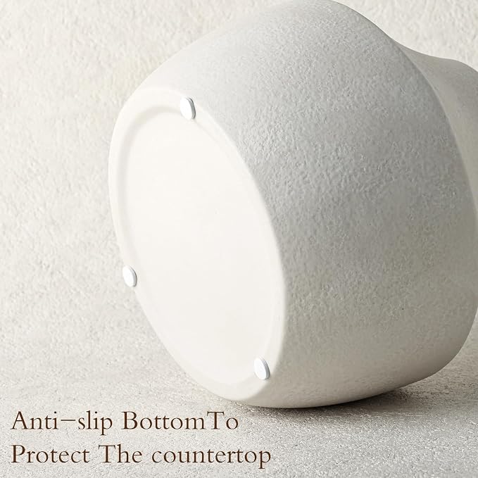 White Ceramic Flower Vase for Centerpieces, 5.2in Small Ceramic Vases | Waterproof Pottery Vases for Flower, Hydrangeas, Home Decor, Living Room,Table Decorative, Handcrafted