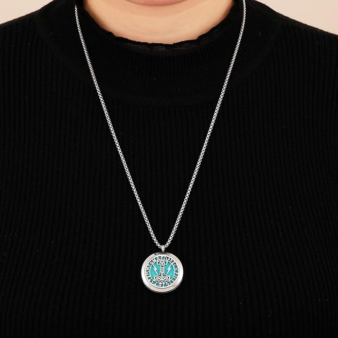 Essential Oil Diffuser Viking Necklace - Stainless Steel Locket- Best for Aromatherapy-Perfume, Fragrance, Scent Diffusers for Women and Girls
