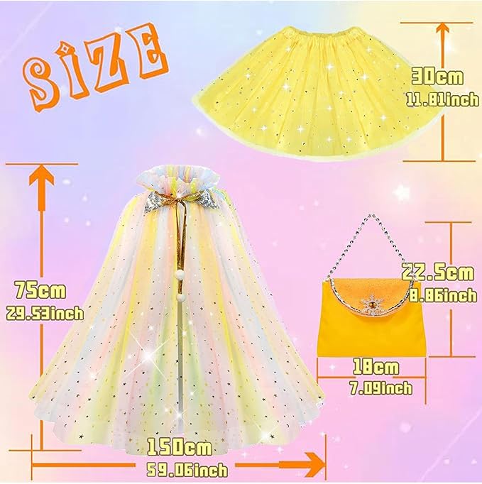 FKKFYY Rainbow Cape Cloak for Girl Princess