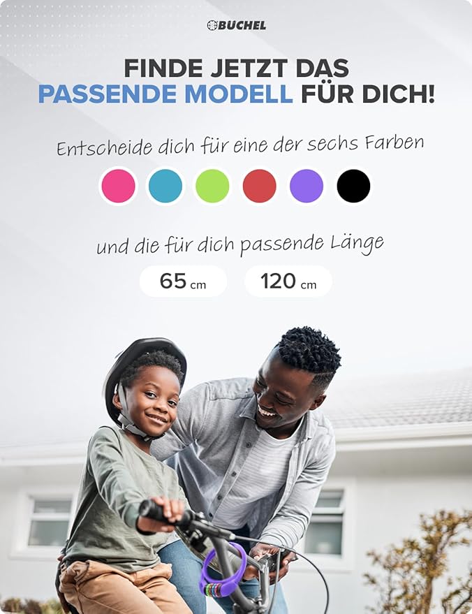 Bรผchel Bike Locks Cable for Kids - Colorful & Keyless - Secure Your Child's Bike - Easy-to-Use Bicycle Accessory, High Security 5 Digit Resettable Combination Coiling Bicycle Lock, Anti Theft