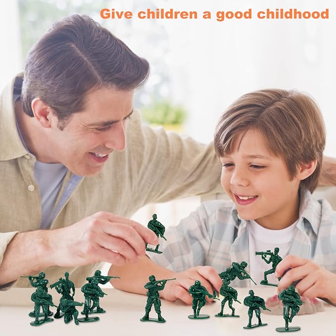 2-Inch Plastic Army Men Action Figures, 10 Unique Sculpts, Pack of 100 (Green)