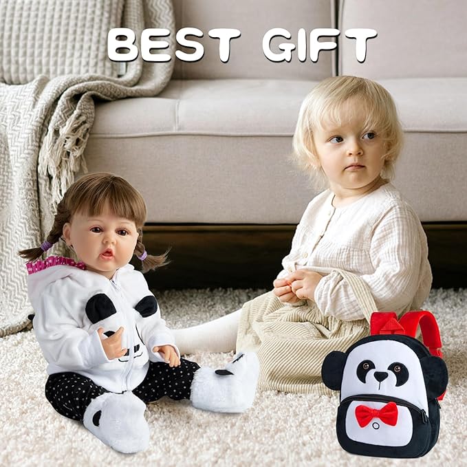 11-Piece Reborn Baby Dolls Clothes Girl Accessories Panda Outfit for 20-23 Inch Newborn Baby Dolls with Panda Backpack Diapers