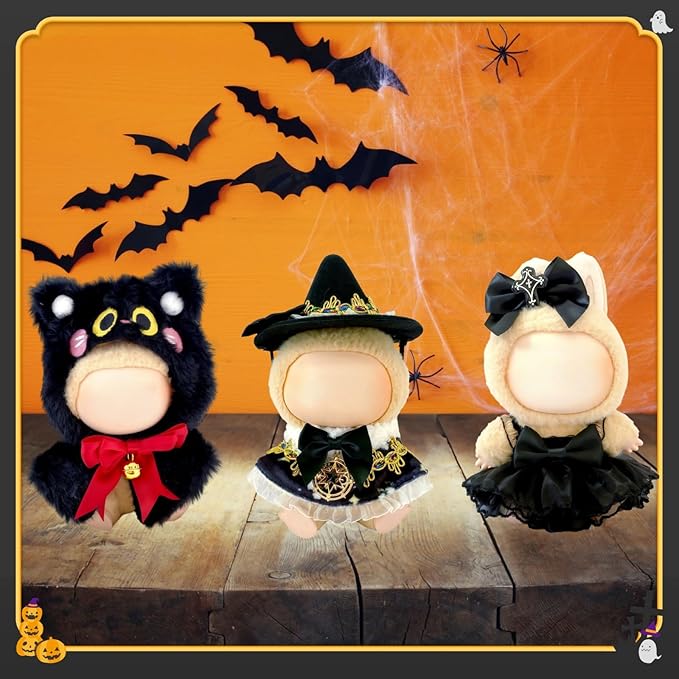 17cm Doll Clothes Set, Halloween Themed Costume, Black Cloak Outfit for 6.7inch Dolls Suit, Cute Fashion Dress Up Clothes Accessories for 1st/2nd/3rd Gen Doll