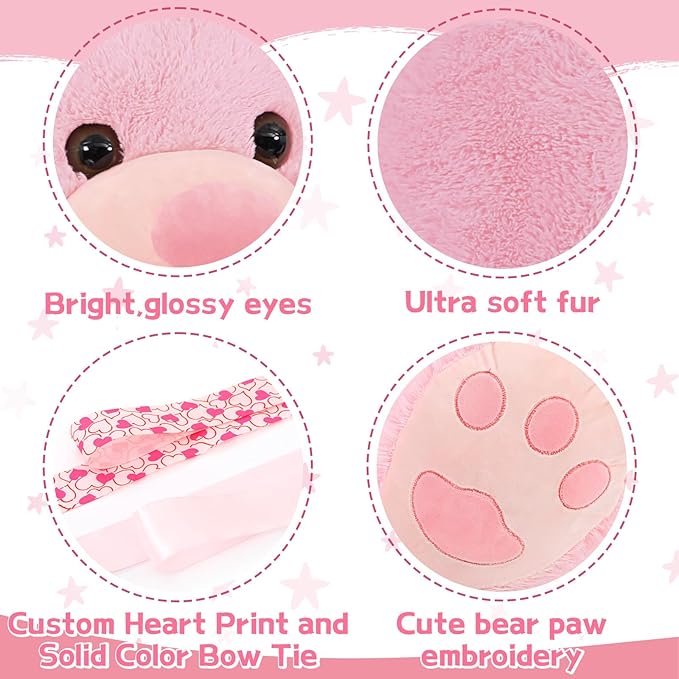Tezituor Giant Teddy Bear - 5 Feet Tall Pink Life Size Stuffed Animal with Footprints - Valentine's Day Gift