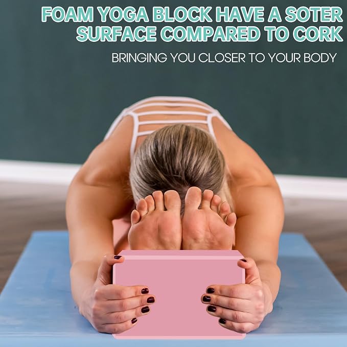 Yoga Block - Unsupported Latex Eva foam - Soft non slip surface with bevel for yoga, pilates, meditation - Yoga accessories for stability, balance and deep stretching