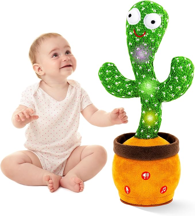 Ayeboovi Dancing Baby Toys 6-12 Months, Interactive Talking Cactus Toy Repeating Records What You Say, Volume Adjustable Singing Cactus Toddler Toys with 120 Songs, 12-18 Months Baby Boys Girls Gifts