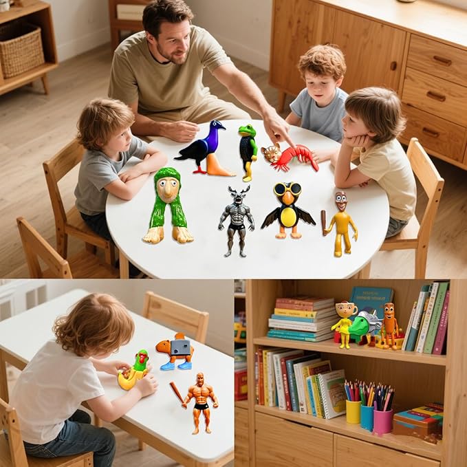 18PC Italian Brainrot Toy Figures Animals Tralalero Tralala Figure Tung Tung Tung Sahur Figurine Bombardiro Crocodilo Animals Figurine Doll Gifts for Fans