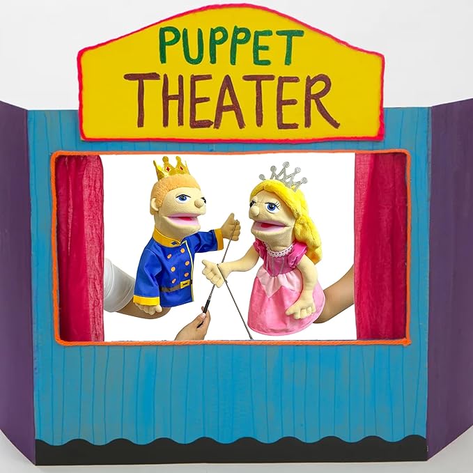 16" Puppets Entriloquist Puppet,Hand Puppets for Kids Plush Prince Puppets for Adults with Removable Mouth Puppet for Kids Ages 4-8,Hand Puppet for Adults with Scalable Puppet Control Rod
