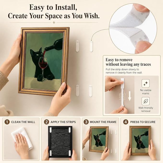 Framed Black Cat Canvas Wall Art,Funny Animal Picture Wall Decor 16x12in | Whimsical Cat Canvas Print,Vintage Cottagecore for Kitchen, Dining Room, Home Bar, Study or Cat Lover
