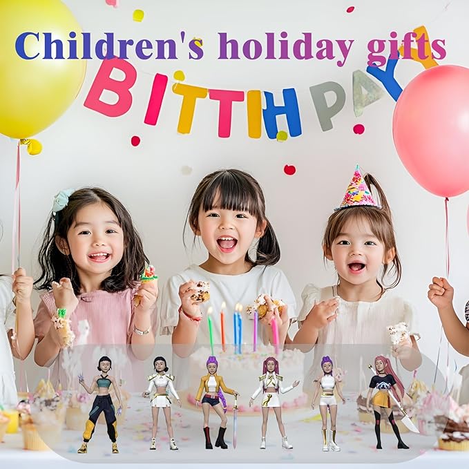 6Pcs Korean Movie Figures,Birthday Party & Office Decor,Collectors Korean Trendy Style Figurine Set Rumi Mira Cake Topper Standing with Base