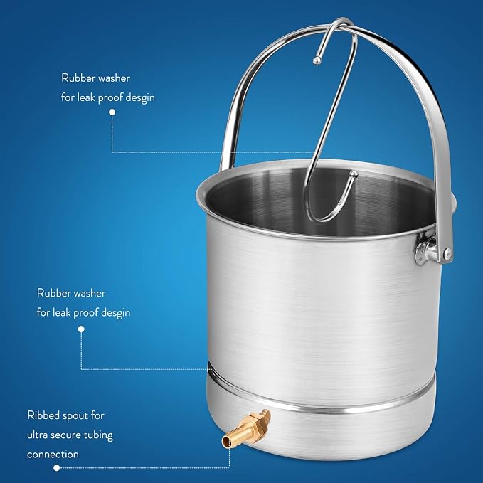 Smokitcen Coffee Enema Bucket Kit Stainless Steel 1.8 Quart Capacity for Cleansing Detox Enemas