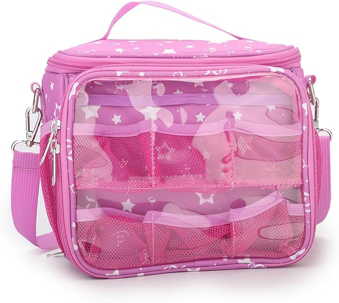 Carrying Case Compatible with Little Tikes Story Dream Machine Books Starter Set,Portable Storage Bag with Handle and Shoulder Strap for Storytime,Little Golden Book,Little Puppy Character (Pink)