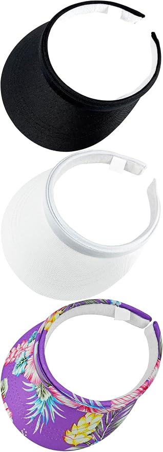 3 Pack Sports Sun Visor Hat Women Men Adjustable Clip On Visors Outdoor Golf Beach Cap