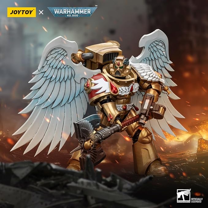 JOYTOY Warhammer 40K 1/18 Action Figures, Blood Angels Sanguinary Guard with Encarmine Axe Perfect for Collectors & Decor, Ideal Gift for Birthdays, Christmas, Character Figure - JT6250