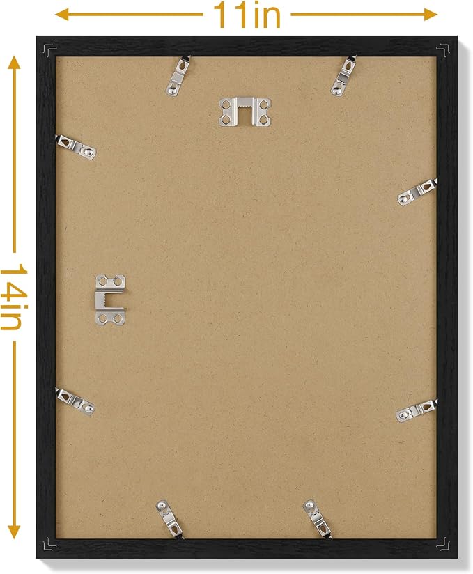 Vittanly 11x14 Picture Frames Set of 9, Black&Brown&Dark Grey | Display Pictures 8x10 with Mat or 11x14 without Mat, Engineered Wood with Shatter Resistant Plexiglass, Gallery Photo Frames