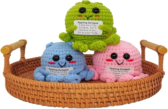 Positive Funny Potato Head with Card Mini Crochet Knitting for Handmade Emotional Support Pickled Gift Party Decoration Encouragement