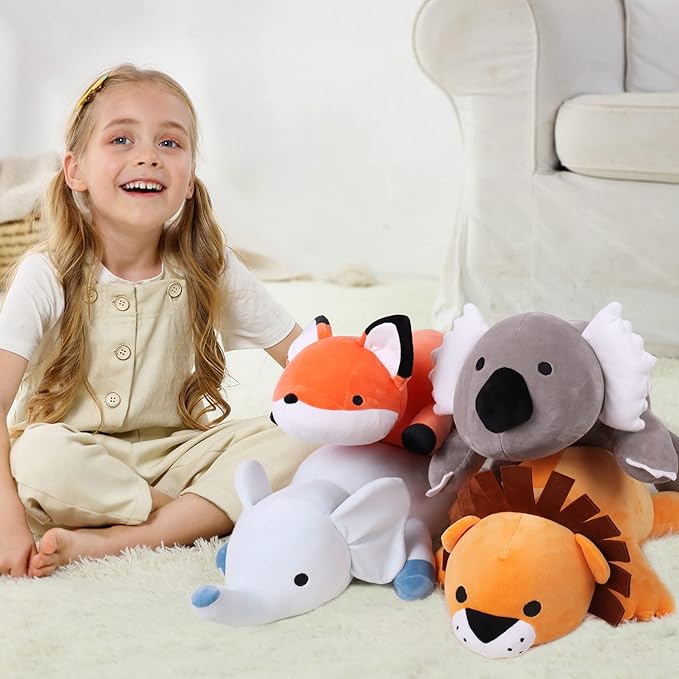 4.2lbs Fox Weighted Stuffed Animals 24in, Weighted Stuffed Animals, Giant Fox Throw Pillow Soft Plushie Doll Toy Gifts for Adults Kids