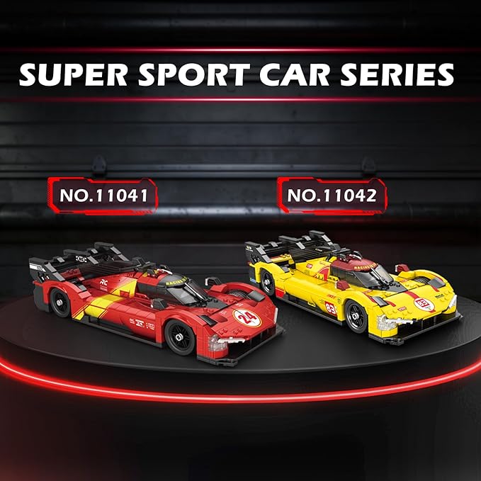Reobrix Super Sports Car Building Blocks Sets, 1:16 Le Mans Racing Car Model Building Toy Supercar Building Sets for Adult Collection Display for Home Office Gift for Motorsport Fans Adults (1370PCS)
