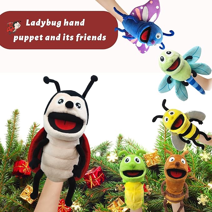 Hand Puppet Realistic Plush Puppet 13",Insect Animal Puppets for Kids Insect Stuffed Animal Hand Puppet with Moveable Mouth,Soft Stuffed Insect Puppet Story Toy Puppets Role Play Show Game