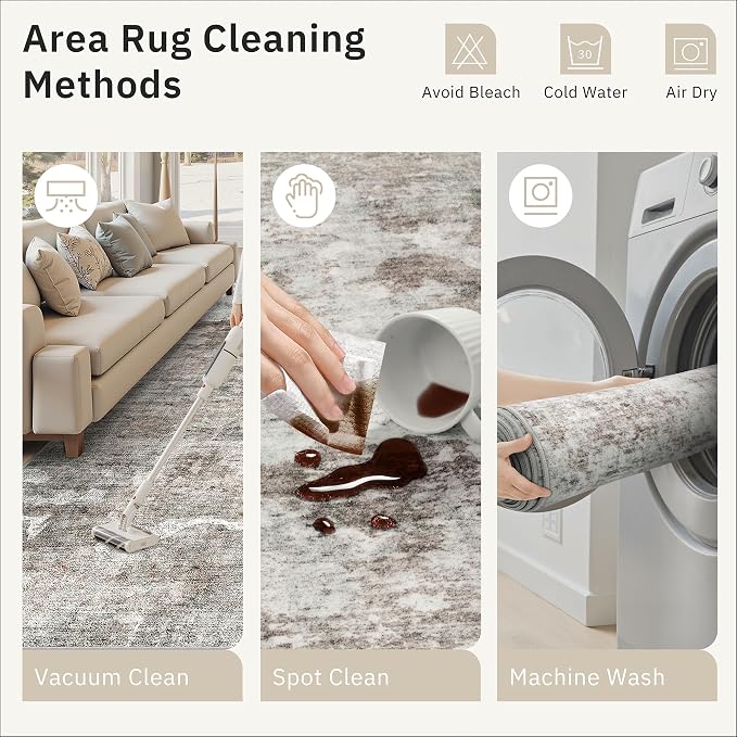 Soalmost Abstract Runner Rug 2x8 Hallway Kitchen Runners Pink/Grey | Vintage Washable Rugs for Bathroom Laundry Room, Low Pile Stain Resistant Floor Carpet Mat Entryway Corridor Bedroom