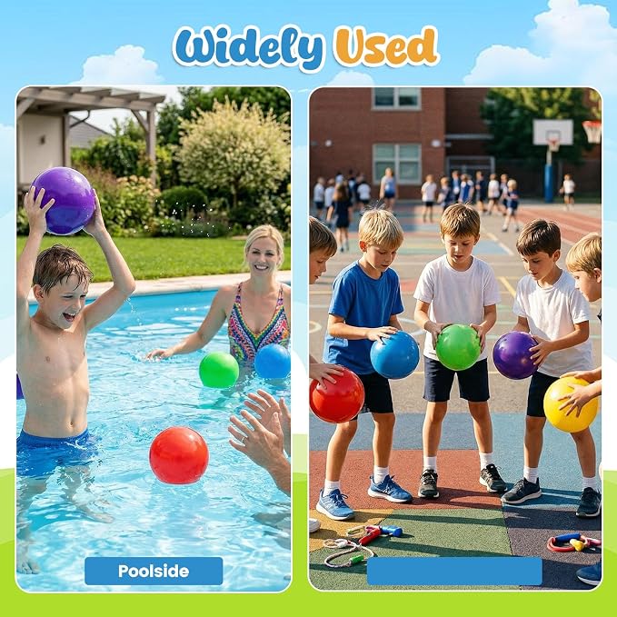 AMOR PRESENT 6PCS Playground Balls, 8.5 Inches Inflatable Rubber Kickball Dodgeballs for Kids and Toddlers, Inflatable Balls for Indoor and Outdoor Games, Goodie Bags Stuffers, Dog Toys