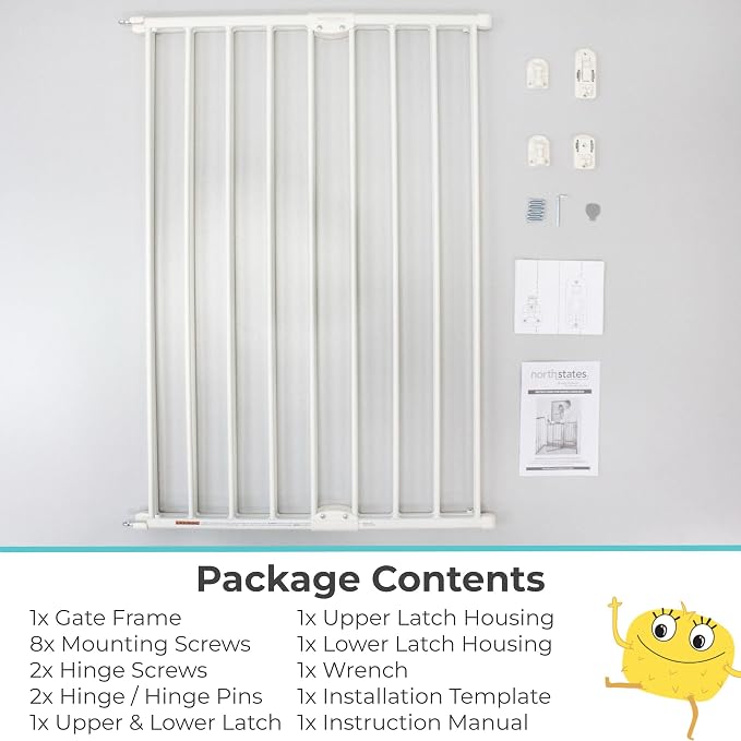 Toddleroo by North States - Tall Easy Swing & Lock Baby Gate Series 2: Hardware Mounted Metal Safety Gate for Stairs & Doorways - Adjustable 28.68 to 47.85 Inches Wide - 36 Inches Tall - Ivory