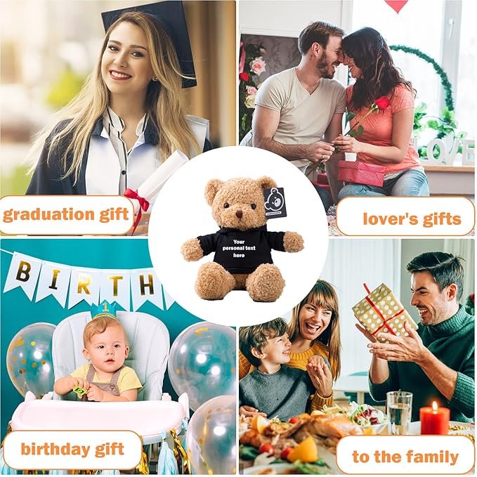 Personalized Teddy Bear with Text+Photo, Valentines Bear Stuffed Animal Plush Toys as Personalized Gifts for Women Men on Valentines' Day Birthday Anniversary Christmas Day(16 inch-Text+Photo