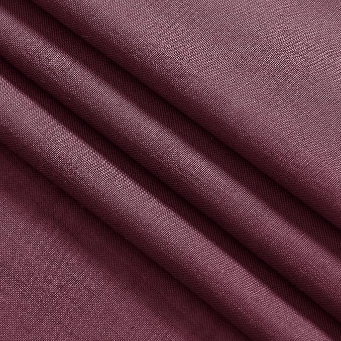 Nanspring Burgundy Linen 112 Inch Curtains for Living Room Light Filtering Semi Sheer Curtain Back Tab Vintage Boho Decor Elegant Drapes Floor to Ceiling High Window for Bedroom 52x112, 2 Panels