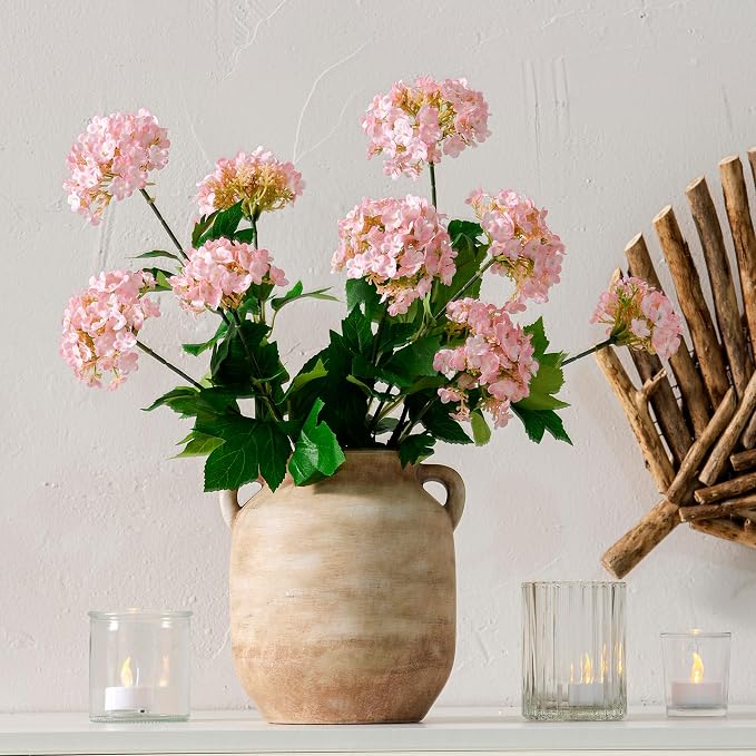 Vanselia Ceramic Flower Vase Home Table Decor Living Room Farmhouse 7.6 in | Small Rustic Decorative Flowers Vases Plant Modern Decoration for Kitchen Shelf Coffee Dining Centerpieces Desk