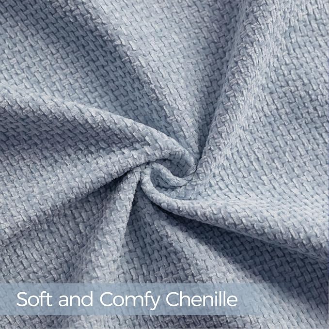 a moment Light Blue Chenille Throw Pillow Covers 22x22 Inch Pack of 2 Modern Decorative Throw Pillow Covers Farmhouse Cross Covers Home Decor for Sofa Bedroom Living Room