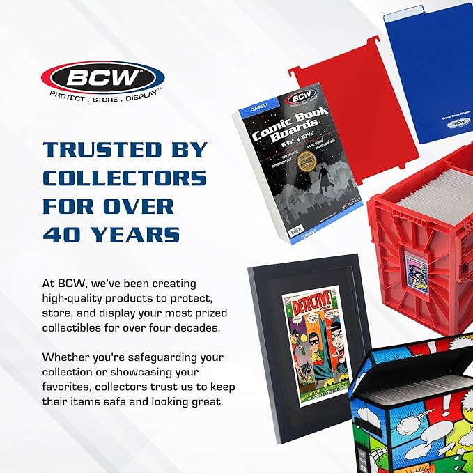 BCW Resealable Current Comic Book Combo Pack | 100 Pack for Acid-Free Backing Boards & Resealable Bags | Comic Book Storage & Protection | Fits Current Comics | Archival Quality | Standard 6.88x10.5