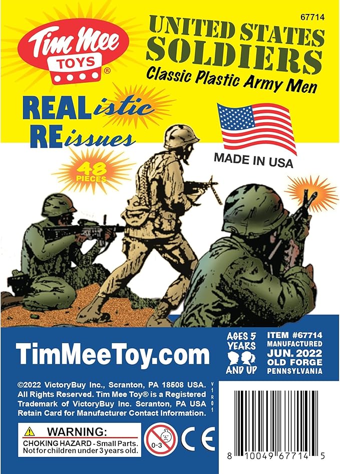 TimMee Plastic Army Men - OD Green vs Tan 48pc Toy Soldier Figures - Made in USA