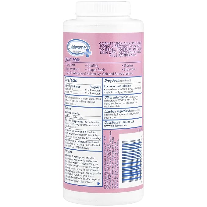 Caldesene Medicated Protecting Powder with Zinc Oxide & Cornstarch-Talc Free, 5 Ounce (2 Pack)