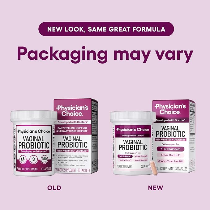 Physician's CHOICE Vaginal Probiotics for Women - pH Balance, Odor Control, Yeast Balance, Vaginal Flora & Feminine Health - 6B CFU with Organic Prebiotics and Cranberry Extract - 30 CT (Pack of 3)