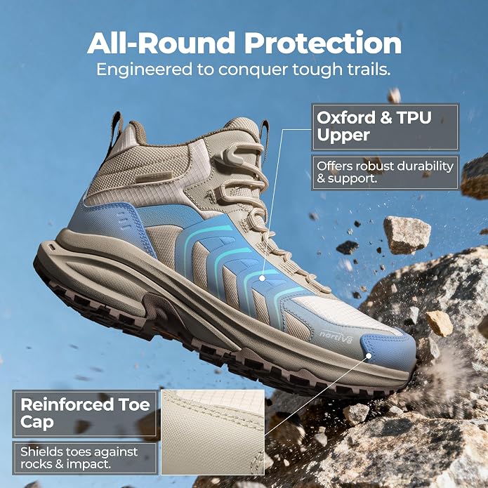 NORTIV 8 Women‘s Hiking Boots Waterproof Lightweight Outdoor Trekking Non Slip Comfortable Camping Ankle Breathable Everyday Boot Armadillo FieldLite