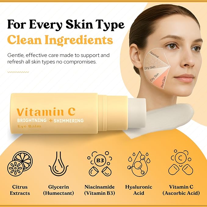 Bella Bliss Vitamin C Eye Balm Stick – Lightweight Under Eye Cream for Puffiness, Dark Circles & Wrinkles – Made in Korea – 0.35 oz / 10 g – Pack of 1