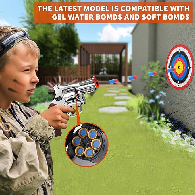 Toy Gun-Soft Bullet Western Cowboy Prop Revolver Gun Plastic Play Guns Pistol for Kids Boys Age 8+ Foam Blaster CS Toy Rifle Sniper Small Hand Gun Cosplay Shoot Games
