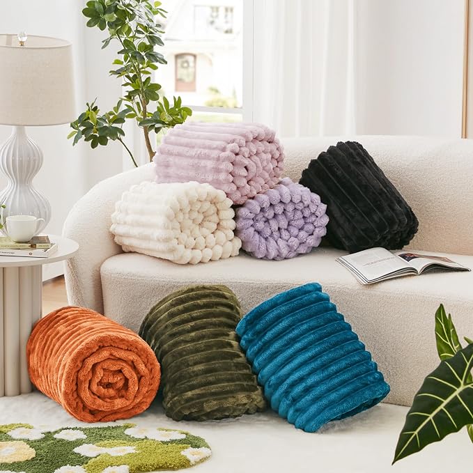 EXQ Home Gentle Soft Fleece Throw Blanket – Cozy Lightweight Blanket for Couch Bed – All-Season Warm Fuzzy Flannel Blanket for Women Mom Her – Gifts for Birthday(60"x80",Purplish Pink)