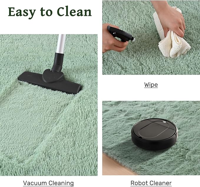 4x6 Rug Sage Green Area Rugs for Nursery Bedroom, Plush Soft Grass Fluffy Living Room Carpet for Kids Teens Home Decor Aesthetic