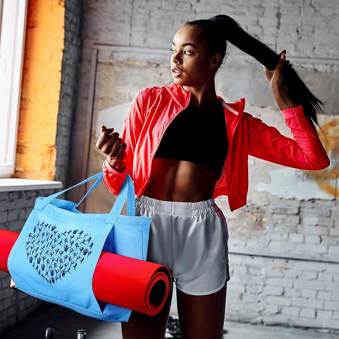 Saintrygo Yoga Bags for Women with Mat Carrier Canvas Pilates Tote Carryall Fits All Your Stuff for Travel Gym Workout