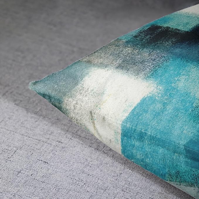 Emvency Throw Pillow Covers Set of 2, 12 x 20 Inch, Abstract Modern Teal | Turquoise Painting Outdoor Decorative Square Pillow Cases Couch Cushion Case for Couch Bed Sofa Living Room Home Decor