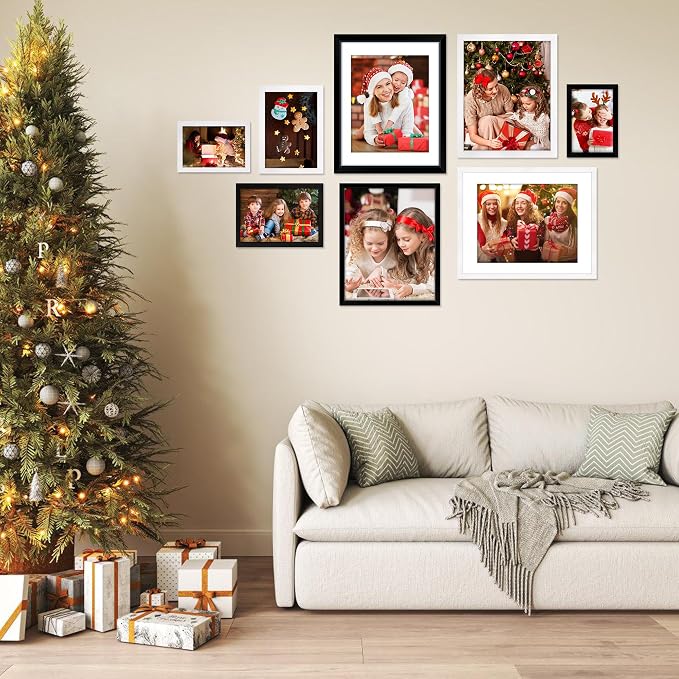 5x7 Picture Frame Set of 6, Black Photo Frames Bulk with HD Plexiglass, Display Pictures 4x6 with Mat or 5x7 Without Mat, Multi Picture Frames Collage for Tabletop or Wall Display