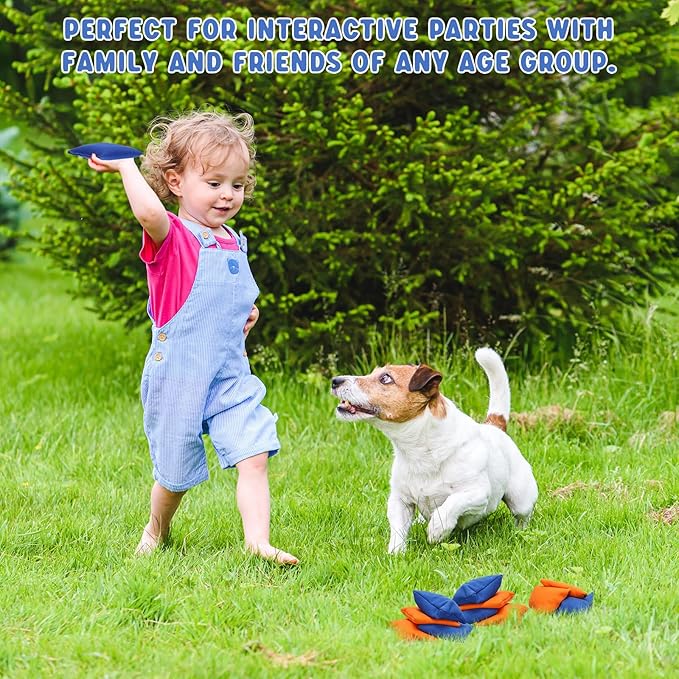 Sotiff 24 Pcs Bean Bags Mini Nylon Cornhole Bean Bags for Kids Tossing Fun Sports Outdoor Family Games Carnival Toy Patriotic Small Beanbag Hand Toss Party Game Supplies for Kid Adult (Blue, Orange)