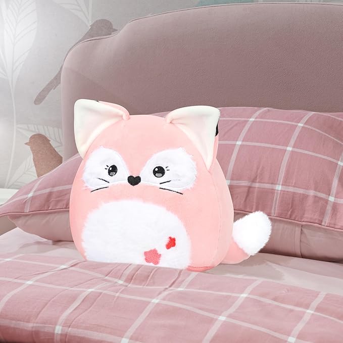 Easfan Pink Fox Plush Pillow Soft Plush Toy Cute Stuffed Animal Home Room Decoration Birthday Festival Gifts for Girls,Kids,Toddlers
