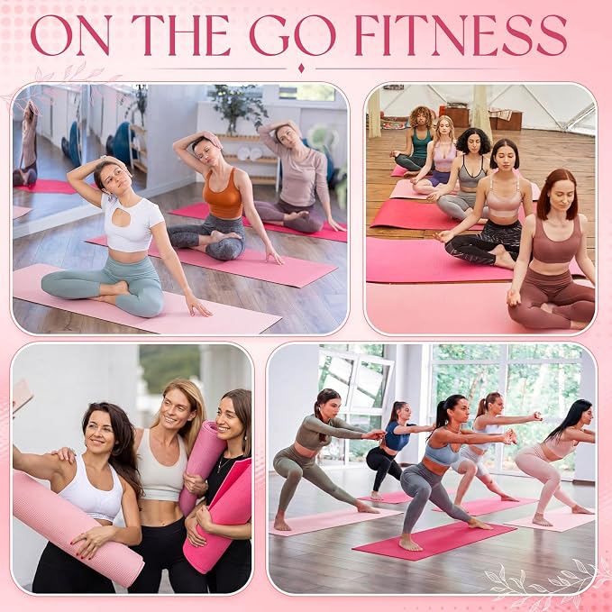 3 mm Thin Yoga Mats Bulk, Lightweight PVC Exercise Mats Non Slip Workout Fitness Pads for Yoga Pilates Stretching Classes Gym Home Studio, Easy to Clean