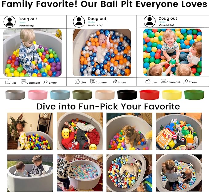 Ball Pit for Toddlers 47.24''x15.75'' Baby Ball Pit Soft Memory Foam Pit Round Lagre Kids Ball Pool Indoor and Outdoor Game Kids Play Ball Pool Ideal Gift for Children (Beige, NO Balls)