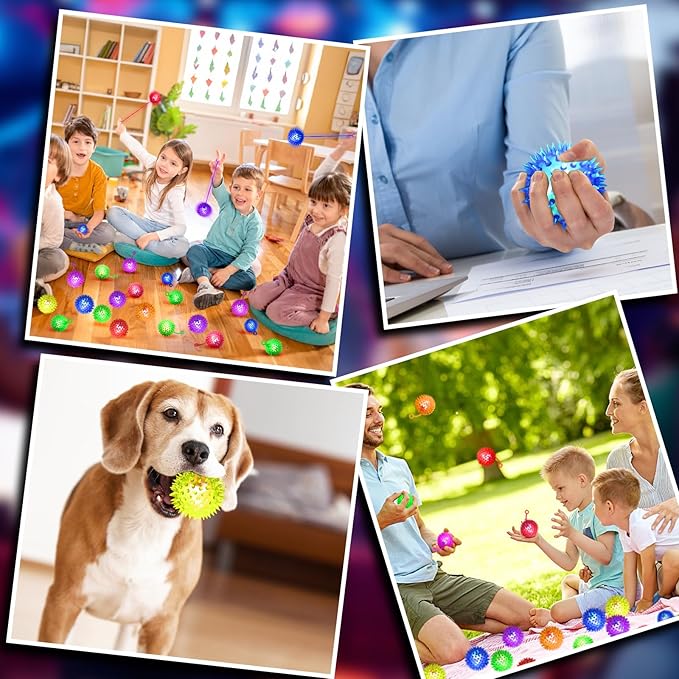 36PCS Light Up Ball, Bouncy Balls for Kids, 6 Colors Flashing Squeaky Ball, 2.55inch Light Up Toys, Balls for Toddlers 1-3, Glow in The Dark Party Favors for Teens, Adults, Children