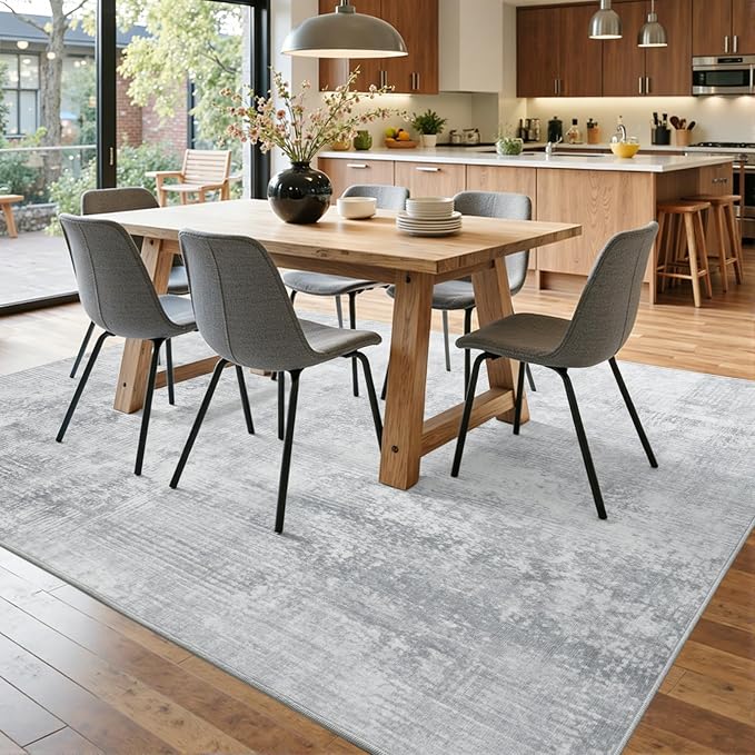 5x7 Ft Area Rugs for Living Room, Soft Non-Slip Washable Rugs Modern Abstract Pattern Carpet for Bedroom Indoor Floor Nursery Home Decor (Grey)