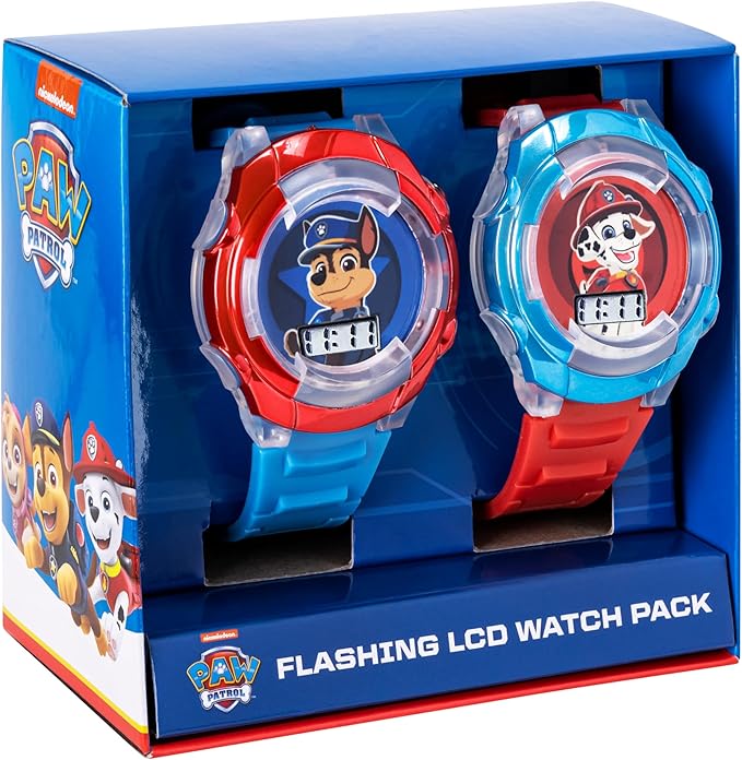 Paw Patrol Kids' Flashing LED Light-Up Feature - LCD Watch Set - Chase and Marshall Digital Watches